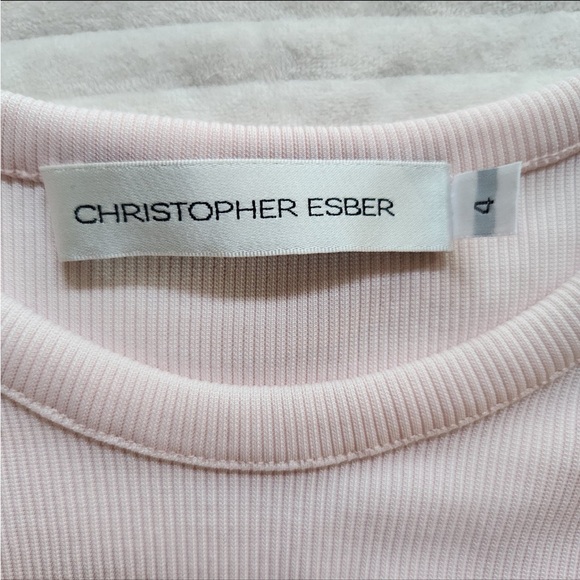 Christopher Esber Chain-linked Rib Knit Crop Top In Blush - Picture 6 of 9